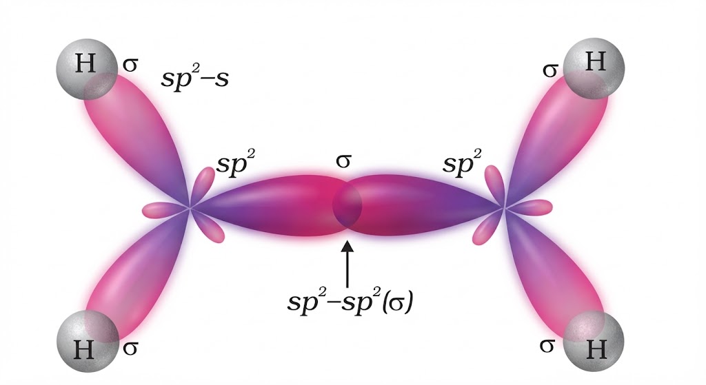 Orbital picture of ethene depicting sigma bonds only