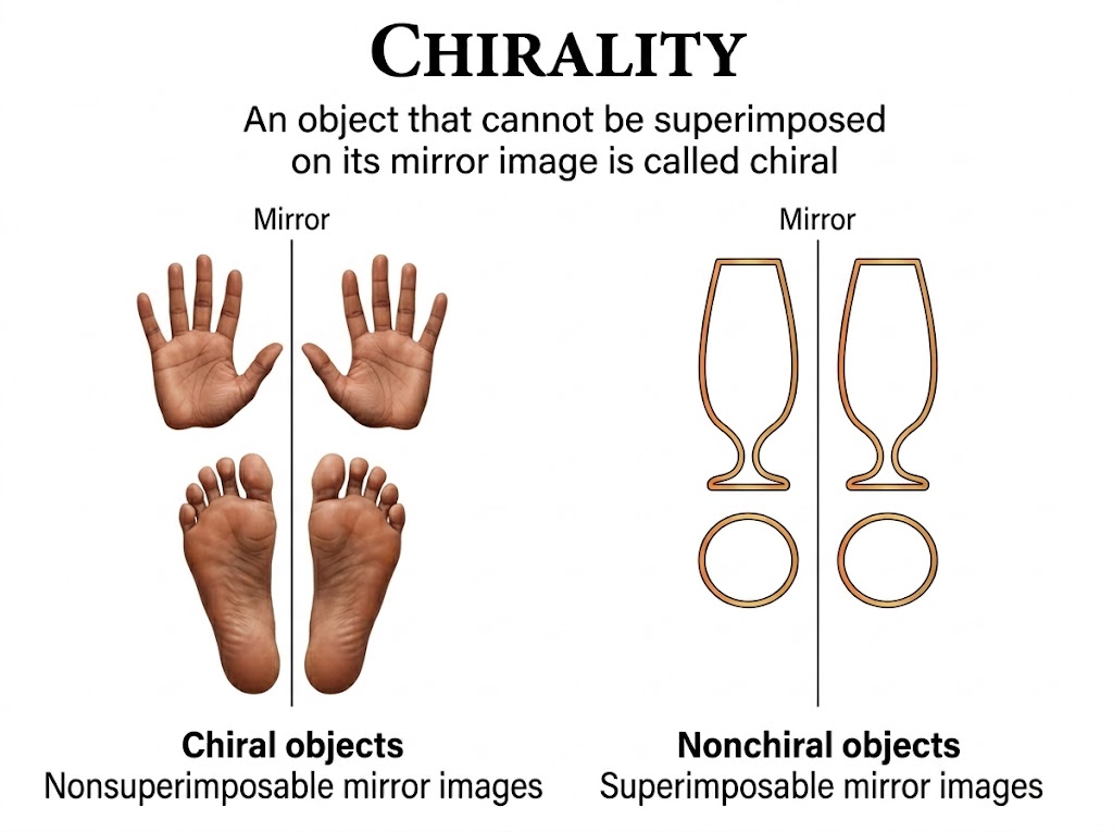 Common examples of chiral and achiral objects