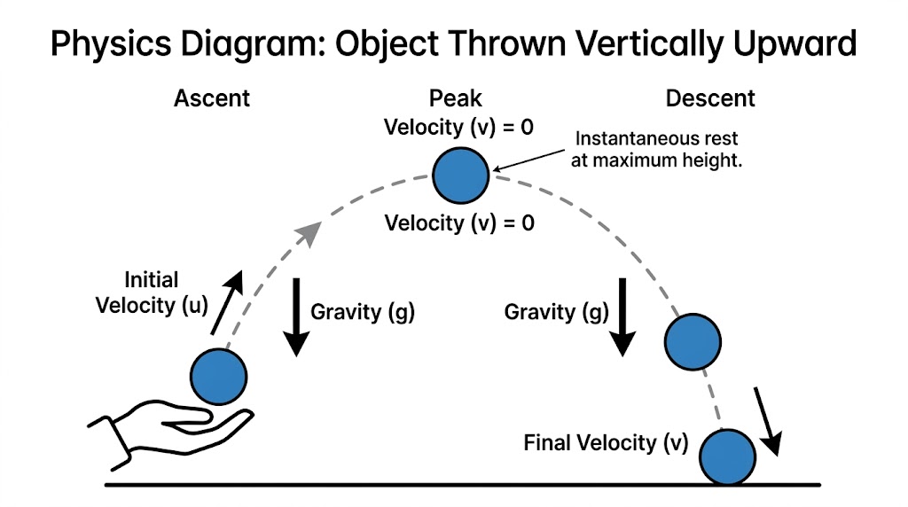 Physics Diagram: Object Thrown Vertically Upward