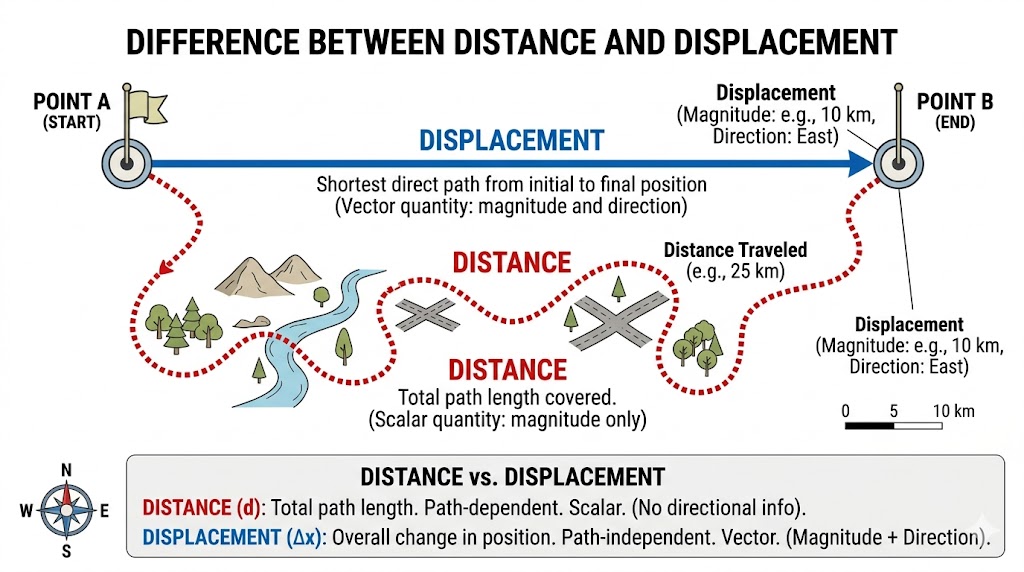 Difference Between Distance and Displacement