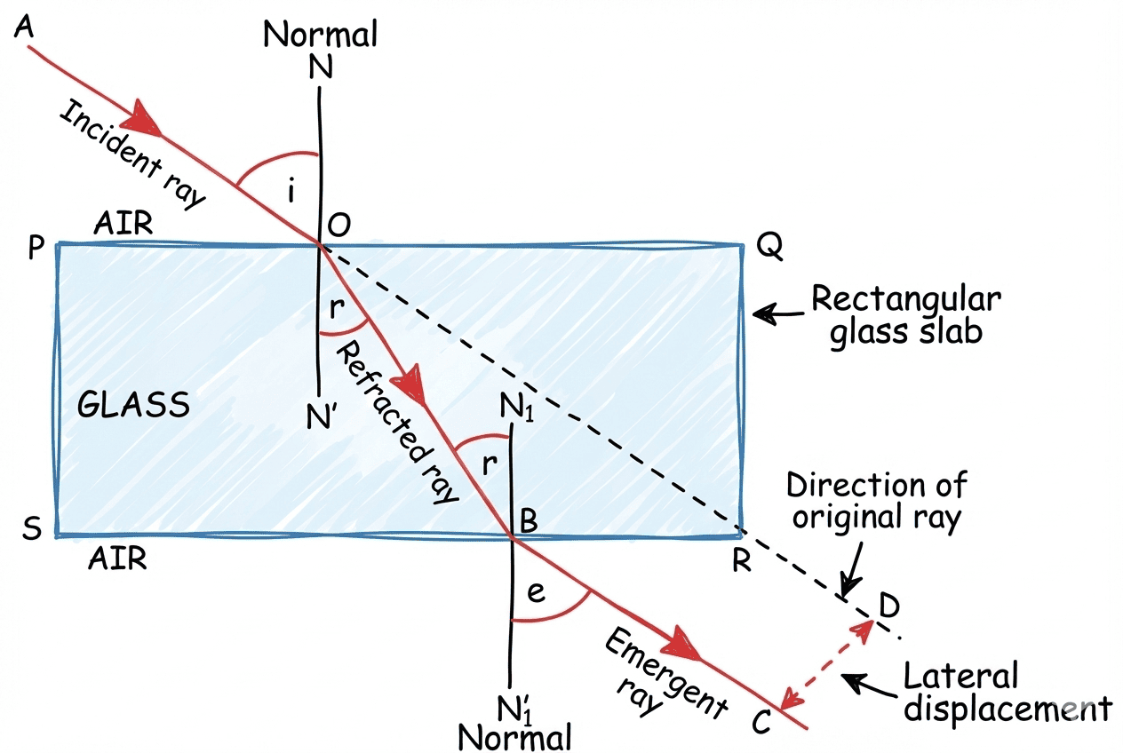 Refraction through Glass Slab