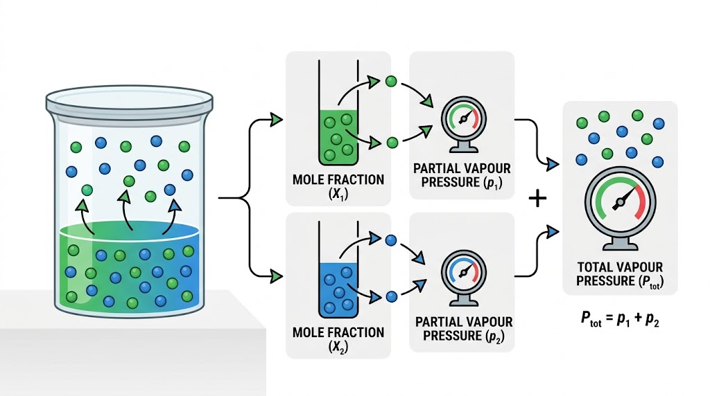 Raoult law vapour pressure visual