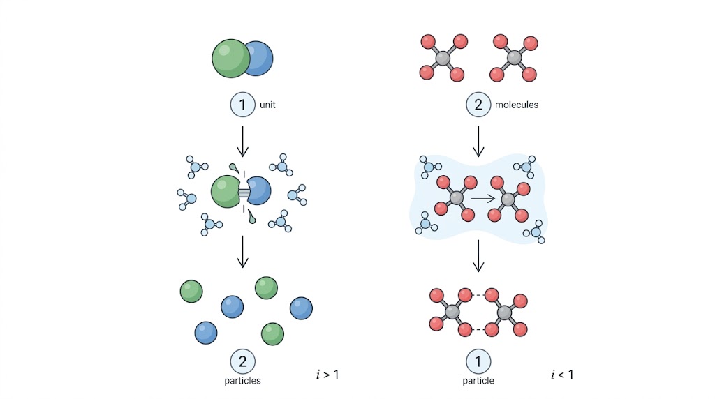 Van't Hoff factor dissociation and association diagram