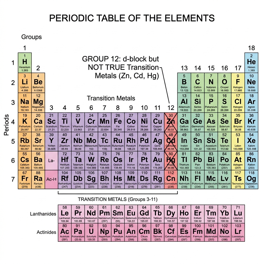 Periodic Table Position and d-block definition