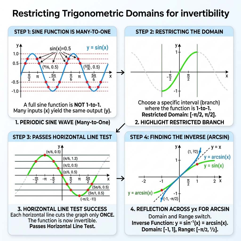 Domain Restriction Storyboard (Original Trig to Inverse Trig)