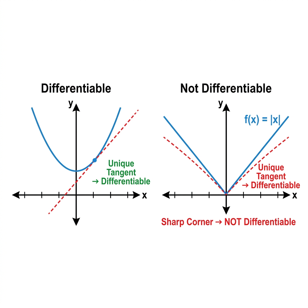 Differentiable vs Non-Differentiable functions