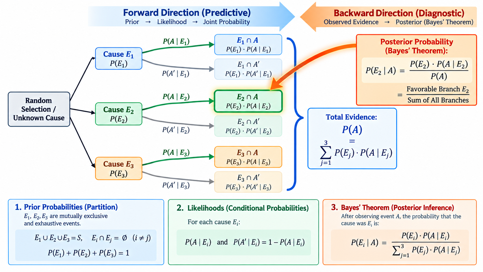 Bayes' Theorem Forward Tree & Posterior Inverse Diagnostic