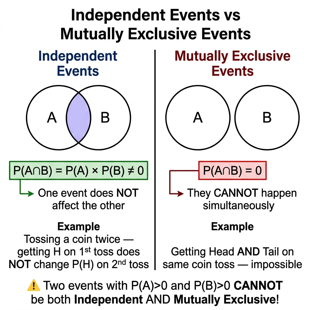 Independent vs Mutually Exclusive Events