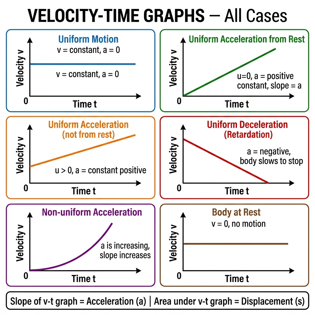 All types of velocity-time graphs